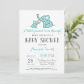エレファントベビーシャワー招待状アクアアンドグレー 招待状 (スタンド正面)