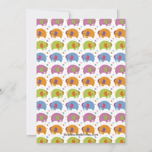 エレファントベビーシャワー招待状オレンジ 招待状 (裏面)