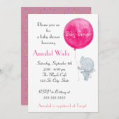 エレファントベビーシャワー招待状キュートパリスタイル 招待状 (正面/裏面)