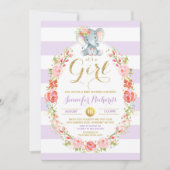 エレファントベビーシャワー招待状フローラボホシャワー 招待状 (正面)