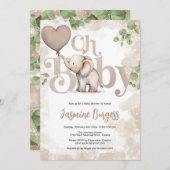 エレファントベビーシャワー招待状 – アーストーン 招待状 (正面/裏面)