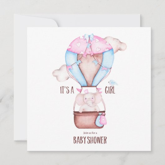 エレファントベビーシャワー招待状 シーズンカード (正面)