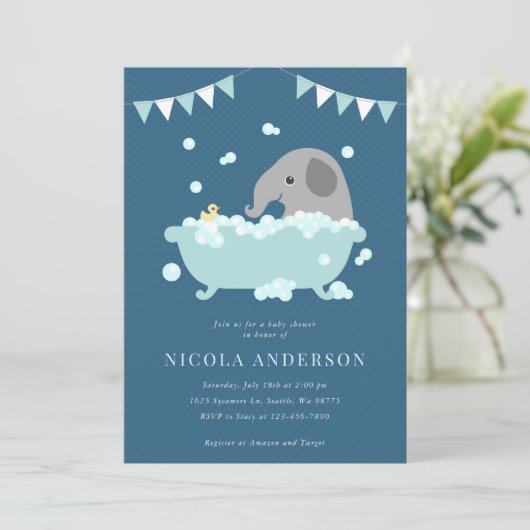 エレファントベビーシャワー招待状 招待状 (スタンド正面)
