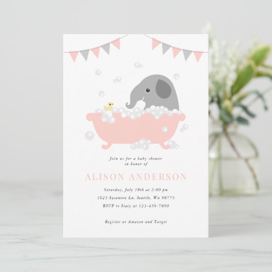 エレファントベビーシャワー招待状 招待状 (スタンド正面)