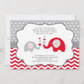 エレファントベビーシャワー招待状、編集可能カラー 招待状 (裏面)