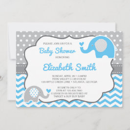 エレファントベビーシャワー招待状、編集可能カラー 招待状