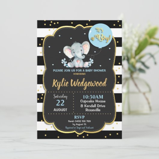 エレファントベビーシャワー招待状It a Boy 招待状 (スタンド正面)