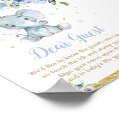 エレファントベビーシャワー男の子の拇印ゲストブックサイン ポスター (角)