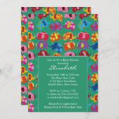 エレファントベモダンビーシャワー招待状グリーン 招待状 (正面/裏面)