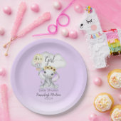 エレファントホットエアバルーンパープルベビーシャワー ペーパープレート (パーティー)