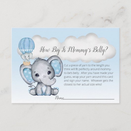 エレファントホットエアバルーンマママズベリーサイズ男の赤ちゃん エンクロージャーカード (正面)