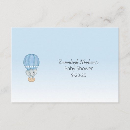 エレファントホットエアバルーンマママズベリーサイズ男の赤ちゃん エンクロージャーカード (裏面)