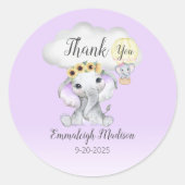 エレファントホットエアバルーン紫ありがとう ラウンドシール (正面)