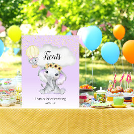 エレファントホットエアバルーン赤ちゃんシャワーパープルトリートメント ポスター