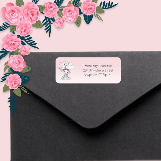 エレファントホットエアバルーン赤ちゃんシャワー差出人住所 ラベル