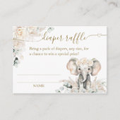エレファントホワイトローゼズボホパンパスベビーガールシャワー エンクロージャーカード (正面)