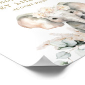 エレファントホワイトローゼズボホパンパスベビーガールシャワー ポスター (角)