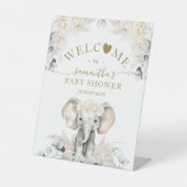 エレファントホワイトローゼズボホパンパスベビーガールシャワー 台座サイン (正面)