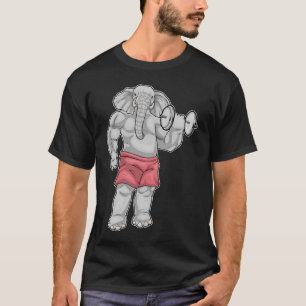 エレファントボディビルダーダンベルボディビル Tシャツ