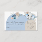 エレファントボホーボーイ赤ちゃんシャワーおむつラッフル エンクロージャーカード (正面)