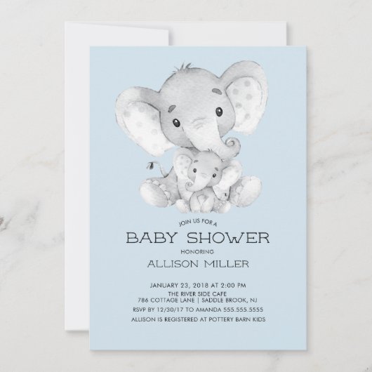 エレファントボーイズ赤ちゃんシャワー招待状 招待状 (正面)