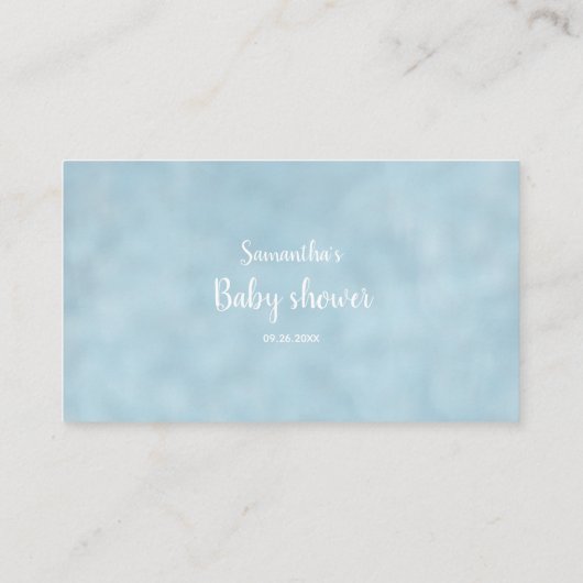 エレファントボーイブルーベビーシャワーおむつラッフルカード エンクロージャーカード (裏面)