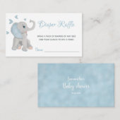 エレファントボーイブルーベビーシャワーおむつラッフルカード エンクロージャーカード (正面/裏面)