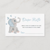 エレファントボーイブルーベビーシャワーおむつラッフルカード エンクロージャーカード (正面)