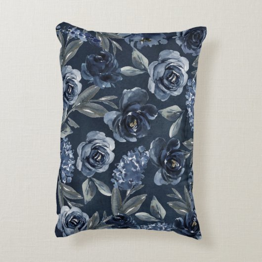 エレファントボーイ海軍素朴フローラ名バラ アクセントクッション (裏面(縦))