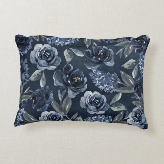 エレファントボーイ海軍素朴フローラ名バラ アクセントクッション (裏面)