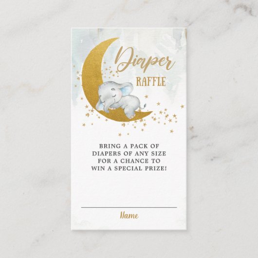 エレファントボーイ赤ちゃんシャワームーンスターズおむつラッフル エンクロージャーカード (正面)