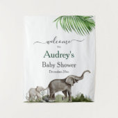 エレファントボーイ赤ちゃんシャワー背景ウェルカムサイン タペストリー (正面)