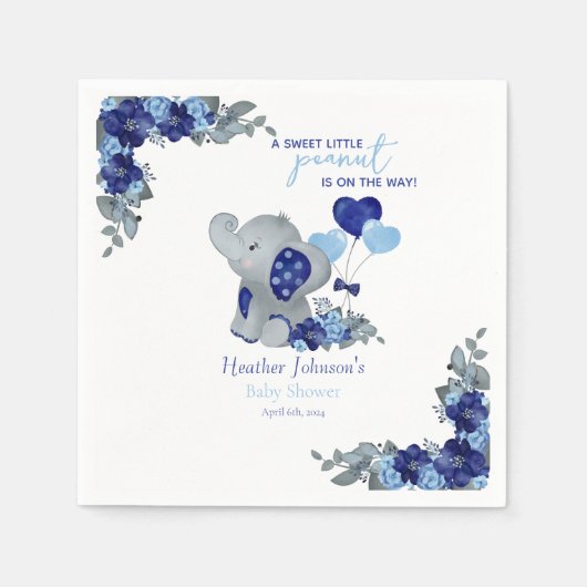 エレファントボーイ赤ちゃんシャワー スタンダードカクテルナプキン (正面)