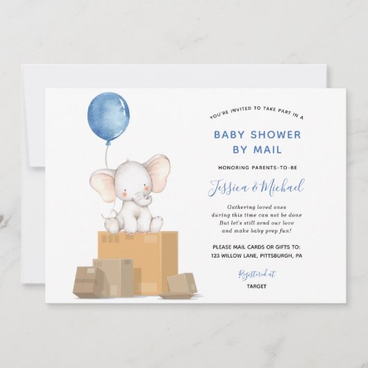 エレファントボーイ赤ちゃんシャワーbyメール招待状 招待状 (正面)