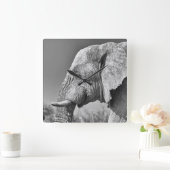 エレファントポートレート スクエア壁時計 (ホーム)