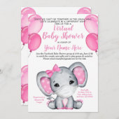 エレファントマスク仮想シャワーベビーガール招待状 招待状 (正面/裏面)