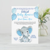 エレファントマスク仮想シャワー男の赤ちゃん招待状 招待状 (スタンド正面)