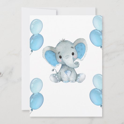 エレファントマスク仮想シャワー男の赤ちゃん招待状 招待状 (裏面)