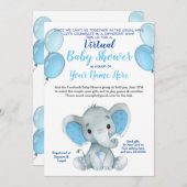 エレファントマスク仮想シャワー男の赤ちゃん招待状 招待状 (正面/裏面)