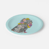 エレファントママとベビーパーティープレートブルー ペーパープレート (アングル)