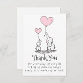 エレファントママとベビー吹き気球ベビーシャワー サンキューカード (正面/裏面)