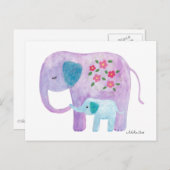 エレファントママ&ベビーはがき可愛いエレファントカード ポストカード (正面/裏面)
