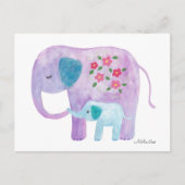 エレファントママ&ベビーはがき可愛いエレファントカード ポストカード (正面)