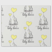 エレファントママ&ベビージャワーグレー黄色 ラッピングペーパー (フラット)