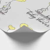 エレファントママ&ベビージャワーグレー黄色 ラッピングペーパー (角)