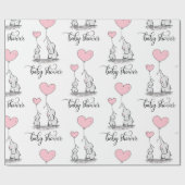 エレファントママ&ベビージャワーピンク灰色ホワイトガール ラッピングペーパー (フラット)