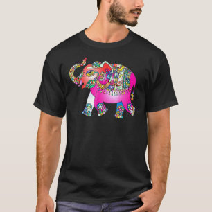 エレファントマンダラカラフル – レインボーサイケデリック Tシャツ