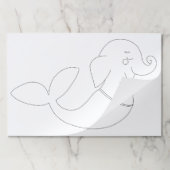 エレファントマーメイドラインアートカラーリングページ ペーパーパッド (折り畳み)