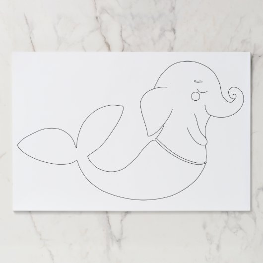 エレファントマーメイドラインアートカラーリングページ ペーパーパッド (正面)