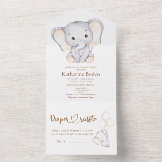 エレファントミニマリスト全員が1つの招待状 オールインワン招待状 (内側)